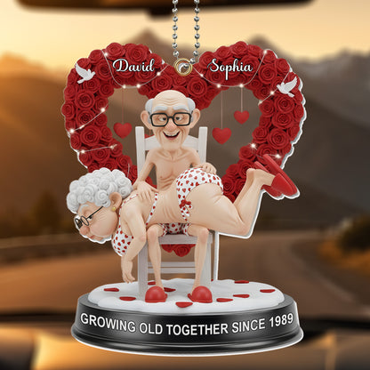 Growing Old Together Elderly Couple With Hearts And Roses