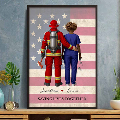 Saving Lives Together Firefighter And Medical Professional