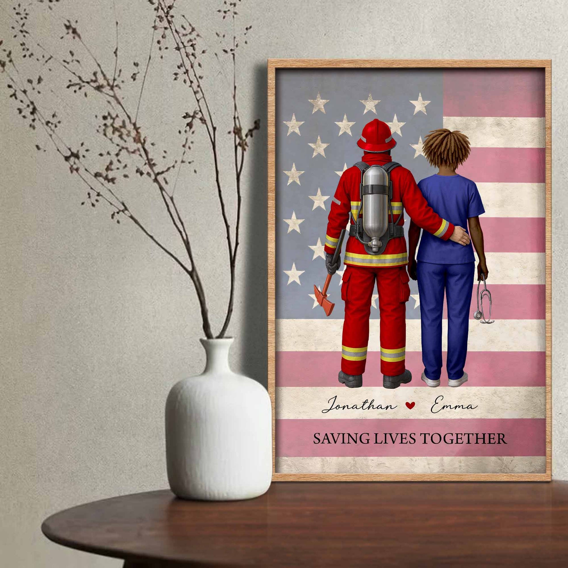 Saving Lives Together Firefighter And Medical Professional