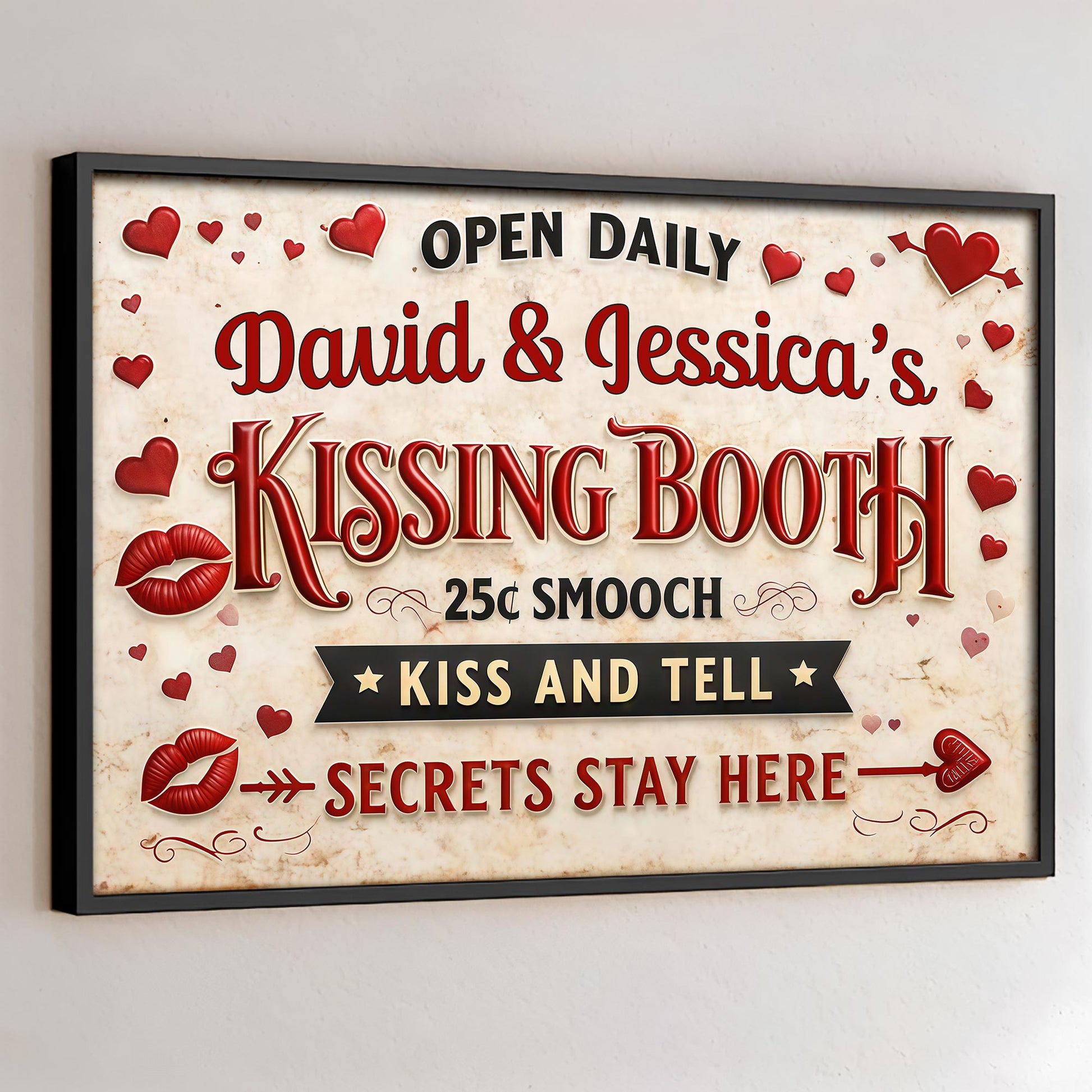 Kissing Booth, 25¢ Smooch, Kiss And Tell, Romantic Poster