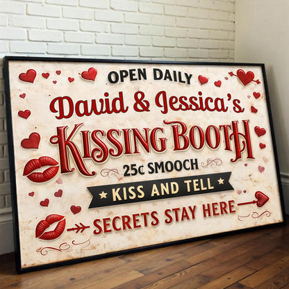 Kissing Booth, 25¢ Smooch, Kiss And Tell, Romantic Poster