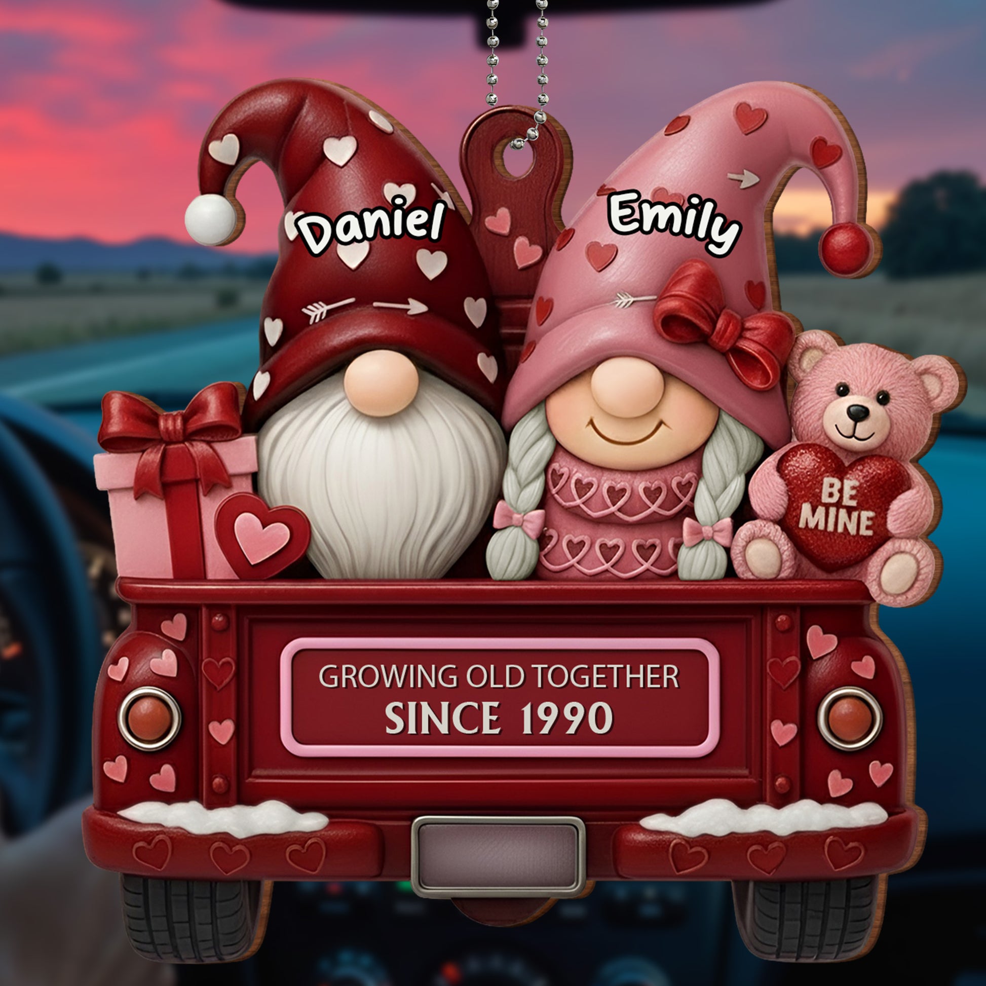 Growing Old Together, Love Gnomes In Red Truck