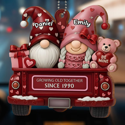 Growing Old Together, Love Gnomes In Red Truck