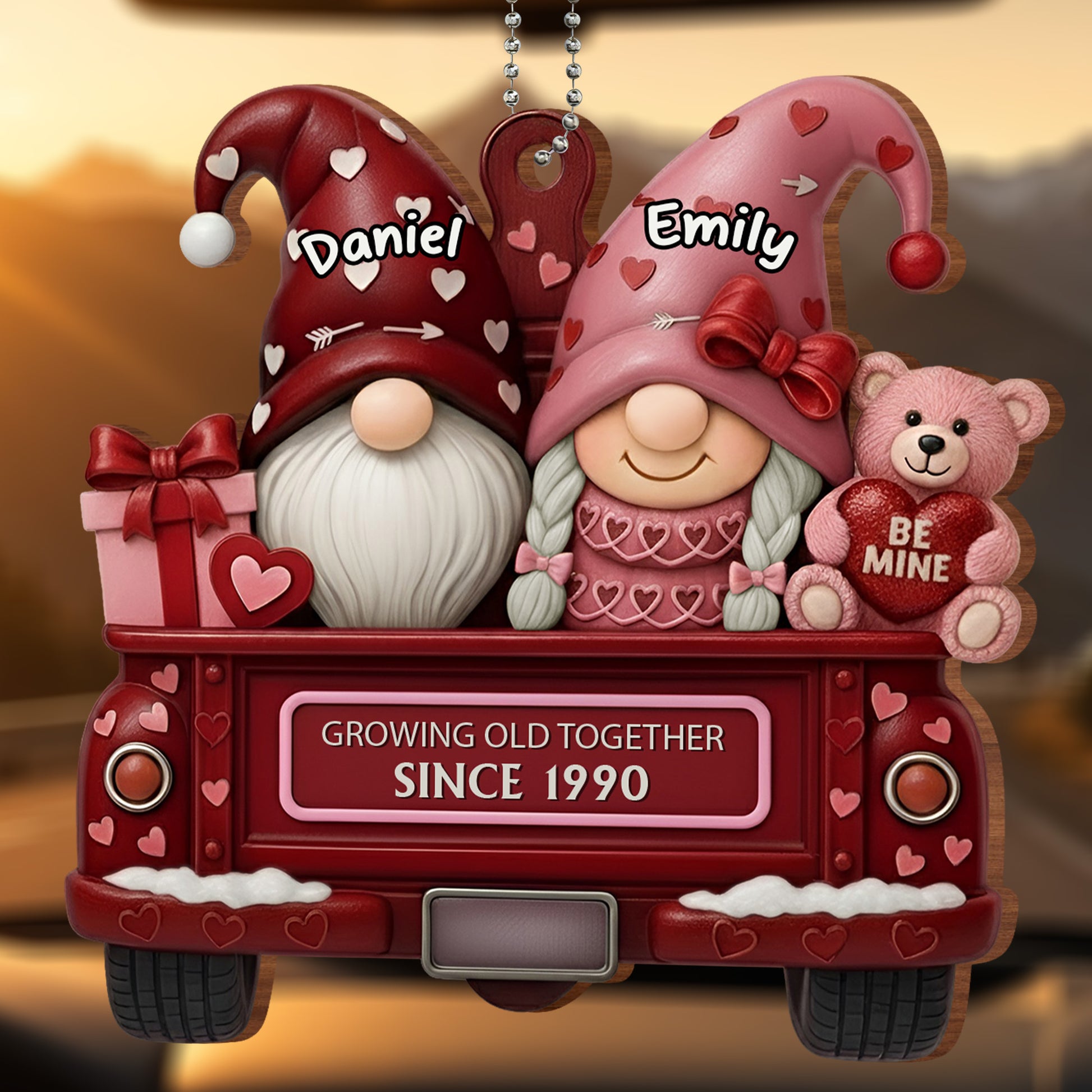 Growing Old Together, Love Gnomes In Red Truck