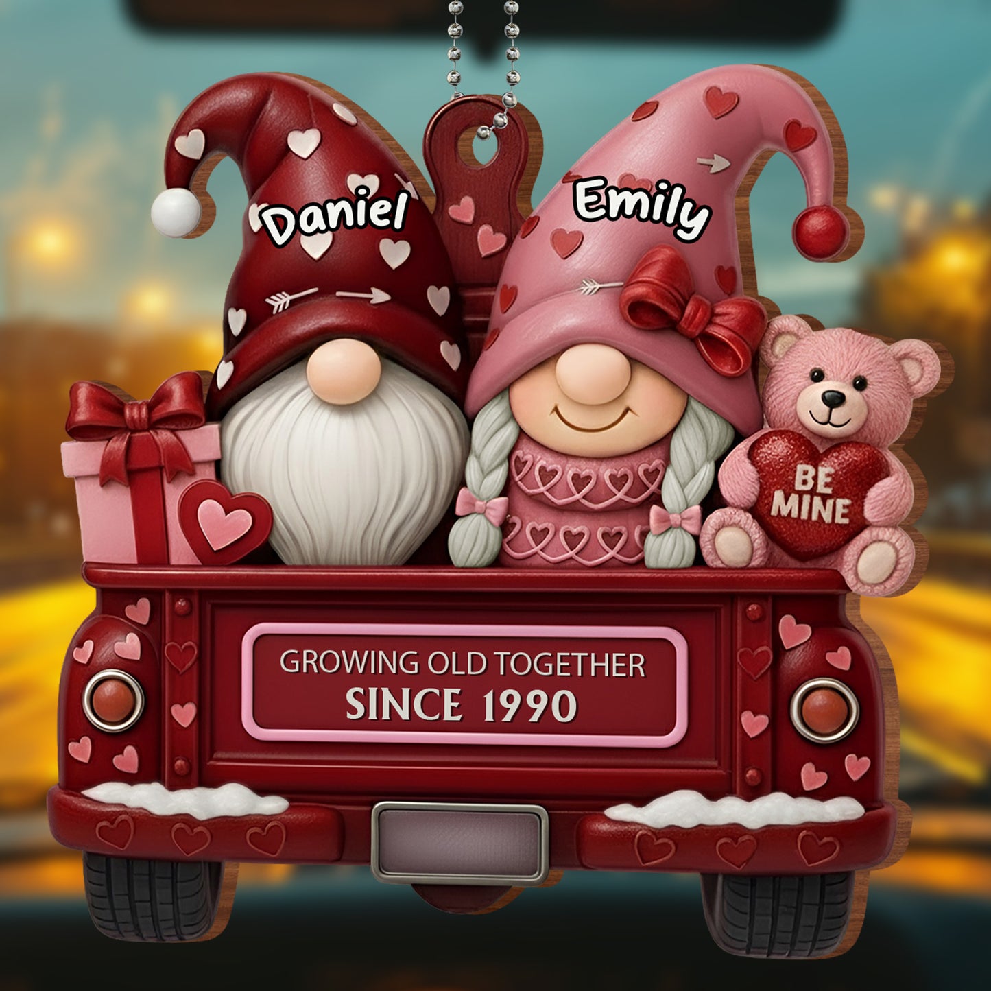 Growing Old Together, Love Gnomes In Red Truck