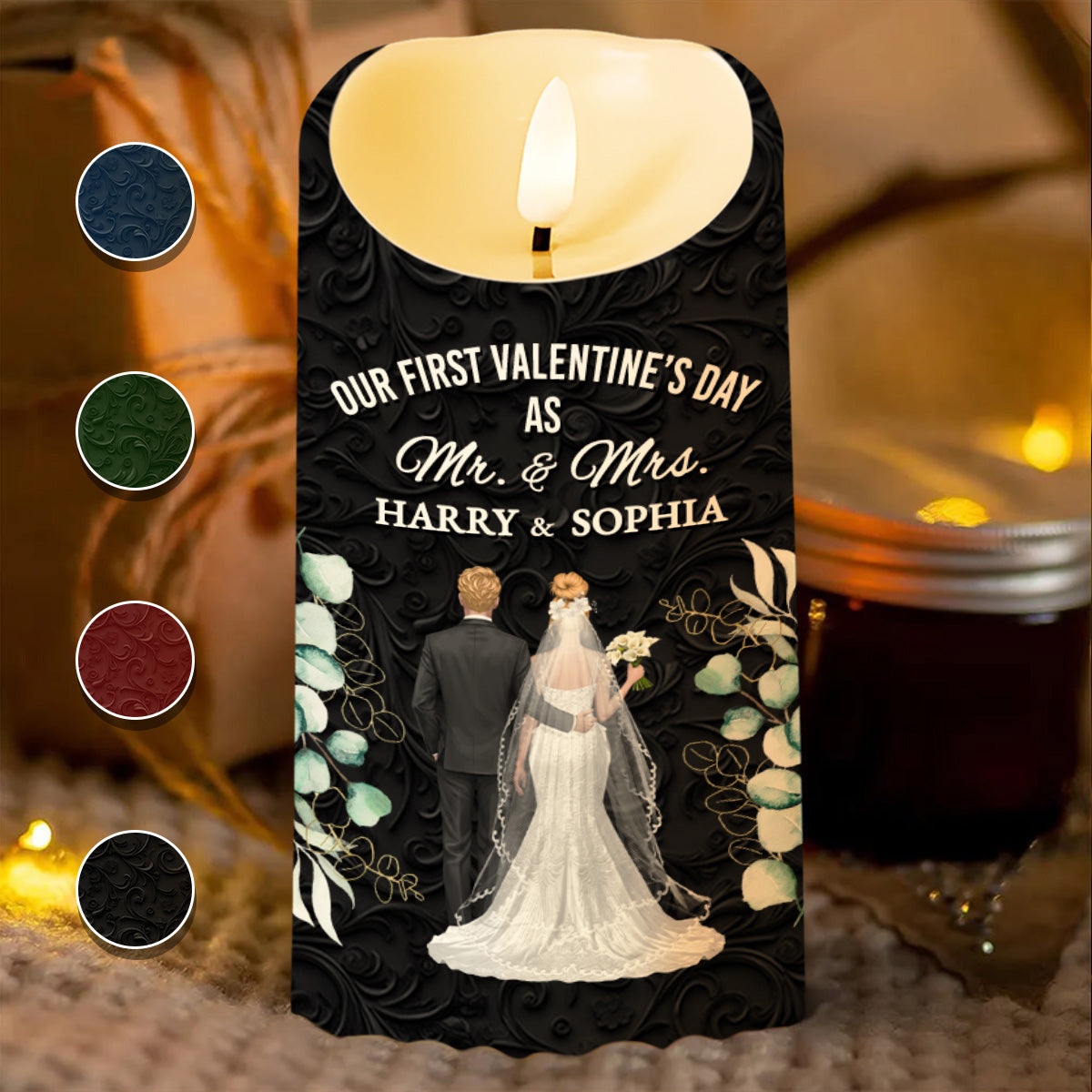 Our First Valentine's Day As Mr. & Mrs., Couple And Flowers