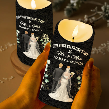 Our First Valentine's Day As Mr. & Mrs., Couple And Flowers