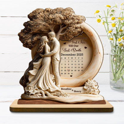 From Our First Kiss Till Our Last Breath, Couple Under Tree - Personalized Custom 2-Layer Wood Plaque With Flat Base - CPL992_WPLA