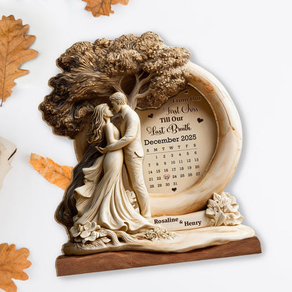 From Our First Kiss Till Our Last Breath, Couple Under Tree - Personalized Custom 2-Layer Wood Plaque With Flat Base - CPL992_WPLA