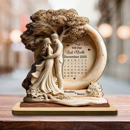 From Our First Kiss Till Our Last Breath, Couple Under Tree - Personalized Custom 2-Layer Wood Plaque With Flat Base - CPL992_WPLA