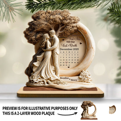 From Our First Kiss Till Our Last Breath, Couple Under Tree - Personalized Custom 2-Layer Wood Plaque With Flat Base - CPL992_WPLA