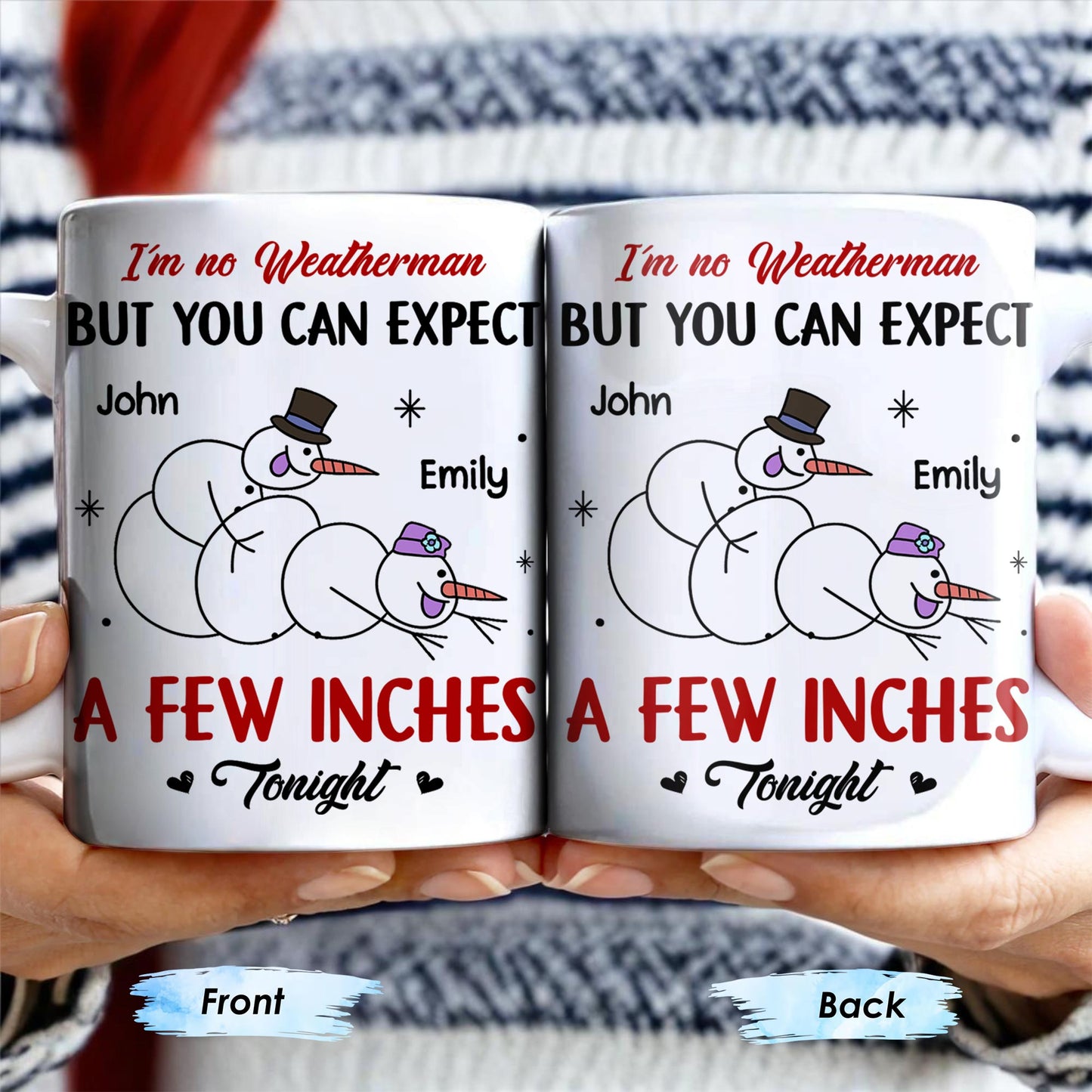 I'm No Weatherman, Expect A Few Inches Tonight, Snowmen Hearts Design