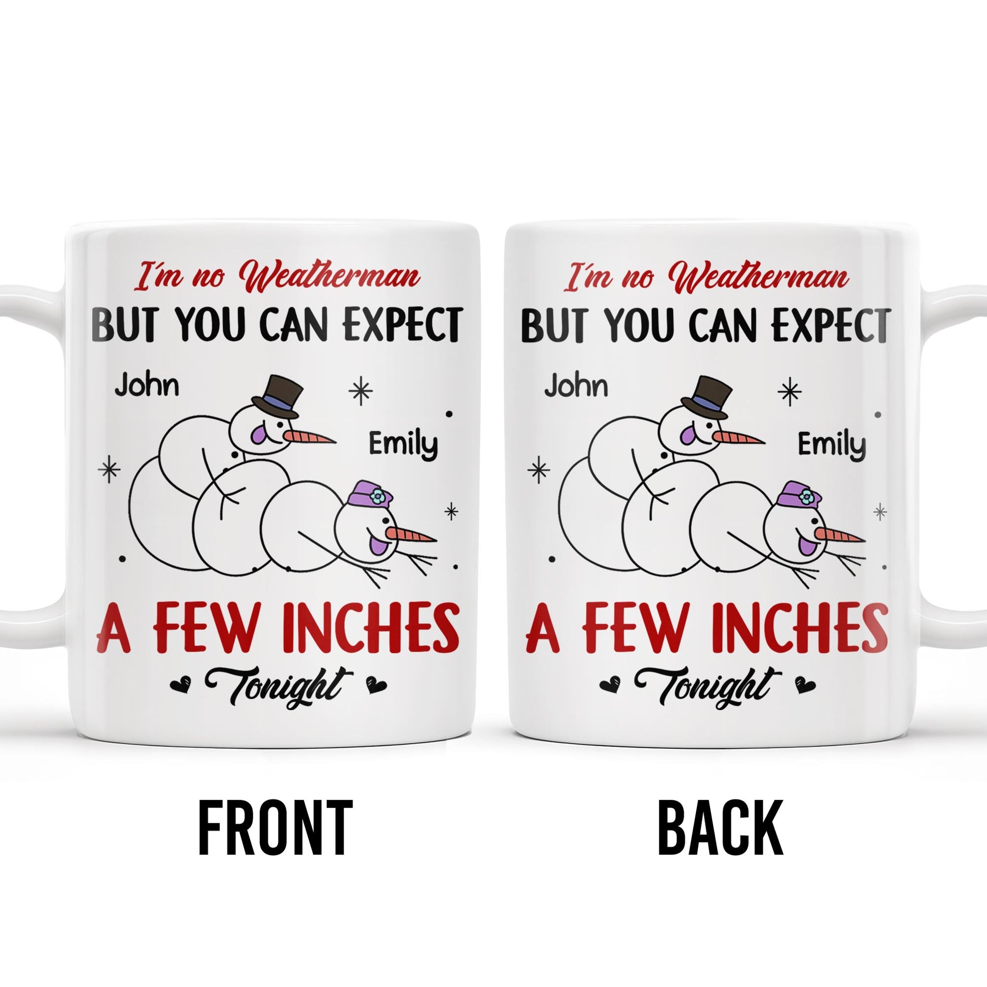 I'm No Weatherman, Expect A Few Inches Tonight, Snowmen Hearts Design