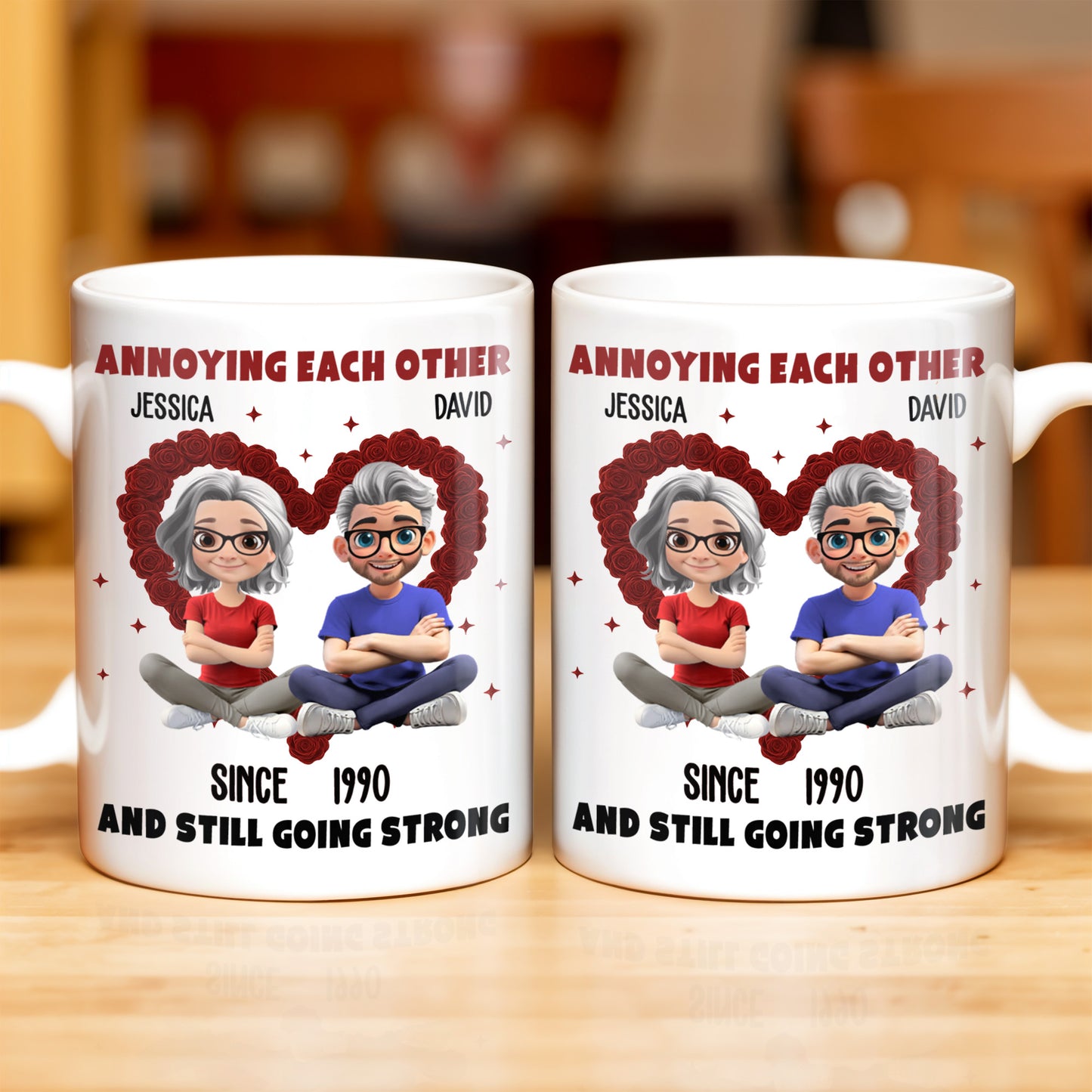 Annoying Each Other And Still Going Strong, Cartoon Couple With Hearts