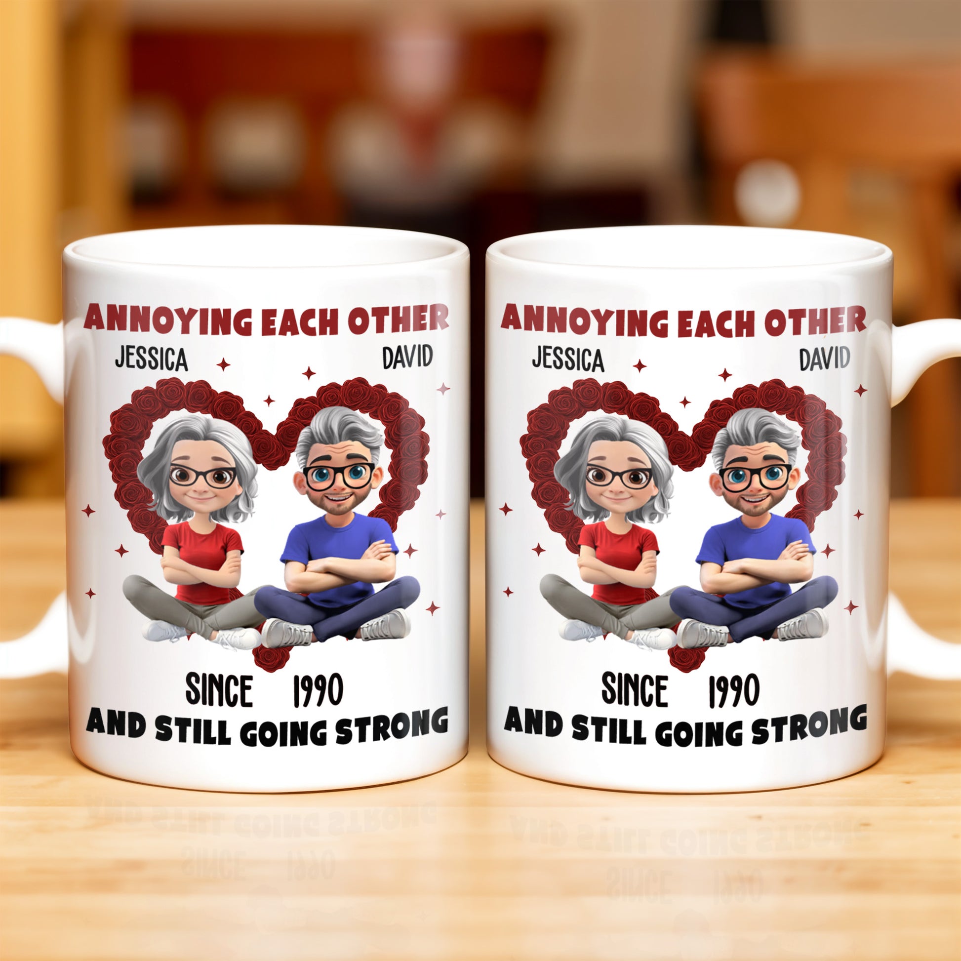 Annoying Each Other And Still Going Strong, Cartoon Couple With Hearts