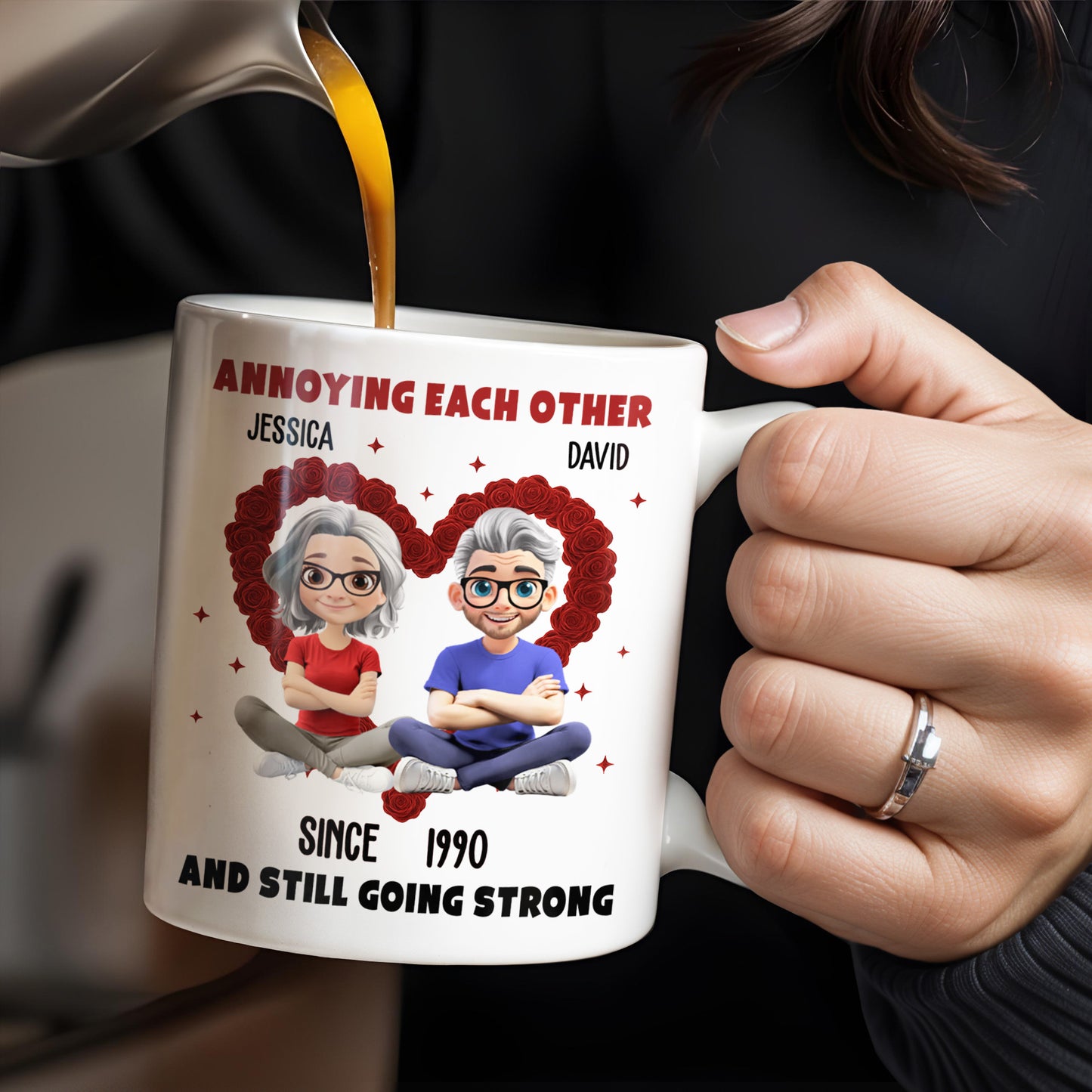 Annoying Each Other And Still Going Strong, Cartoon Couple With Hearts