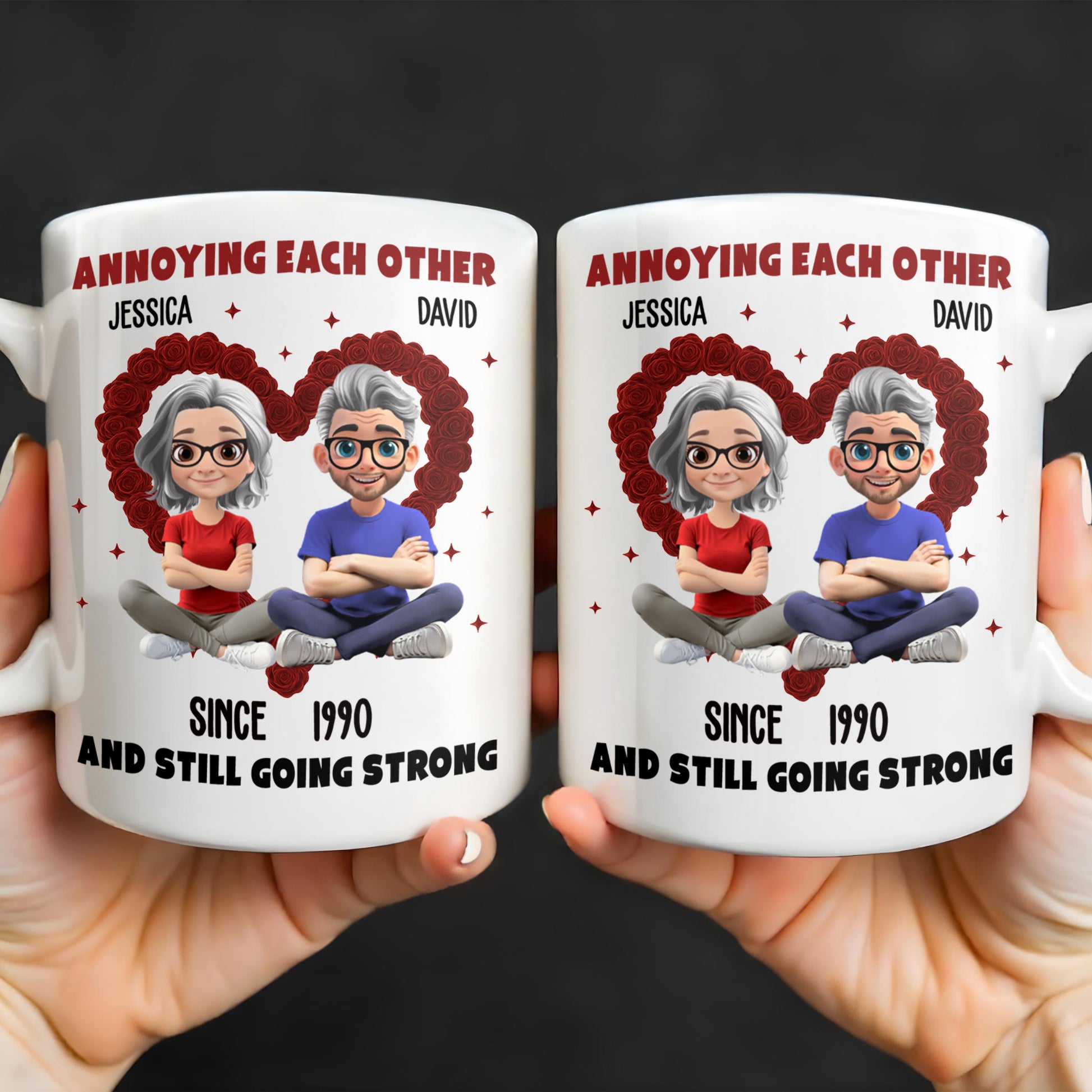 Annoying Each Other And Still Going Strong, Cartoon Couple With Hearts