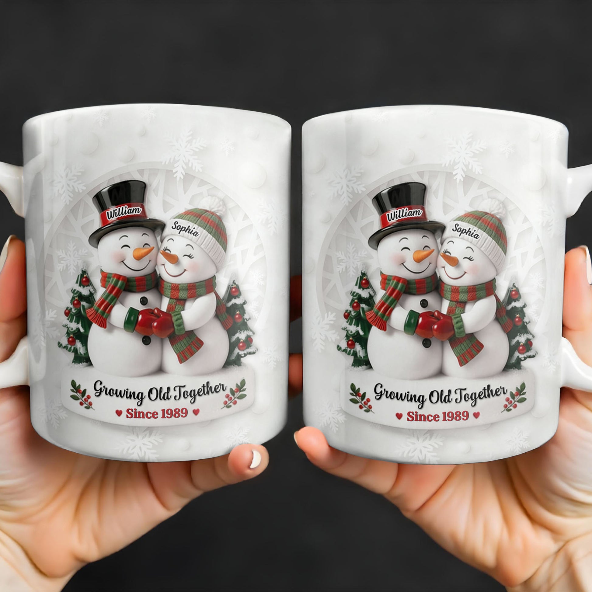 Growing Old Together Snowmen Christmas Design