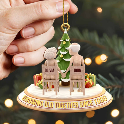 Growing Old Together, Elderly Couple Christmas Ornament