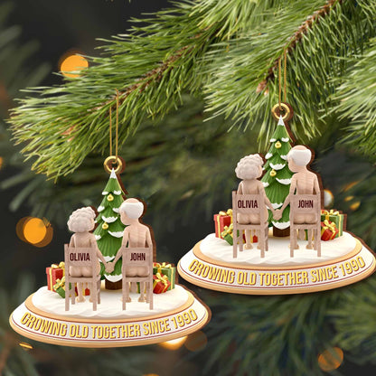 Growing Old Together, Elderly Couple Christmas Ornament