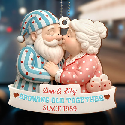 Growing Old Together, Elder Couple With Hearts