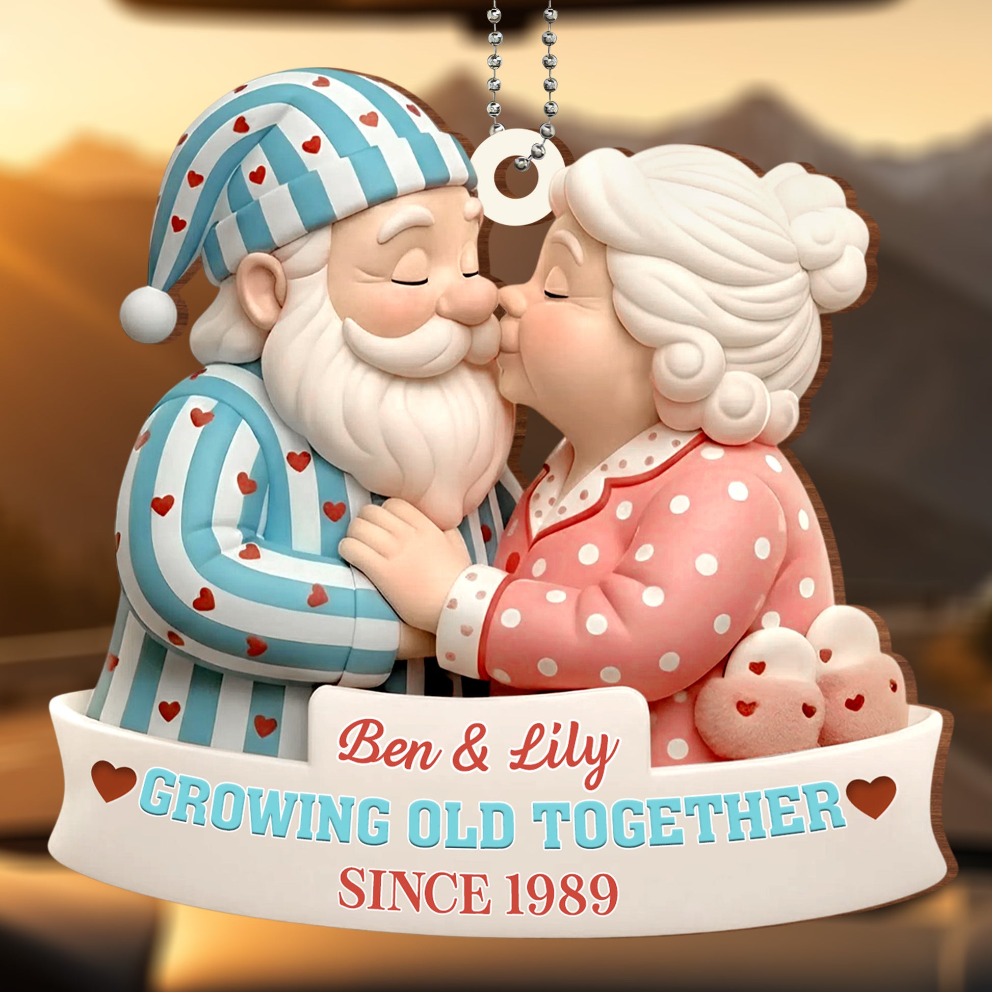 Growing Old Together, Elder Couple With Hearts