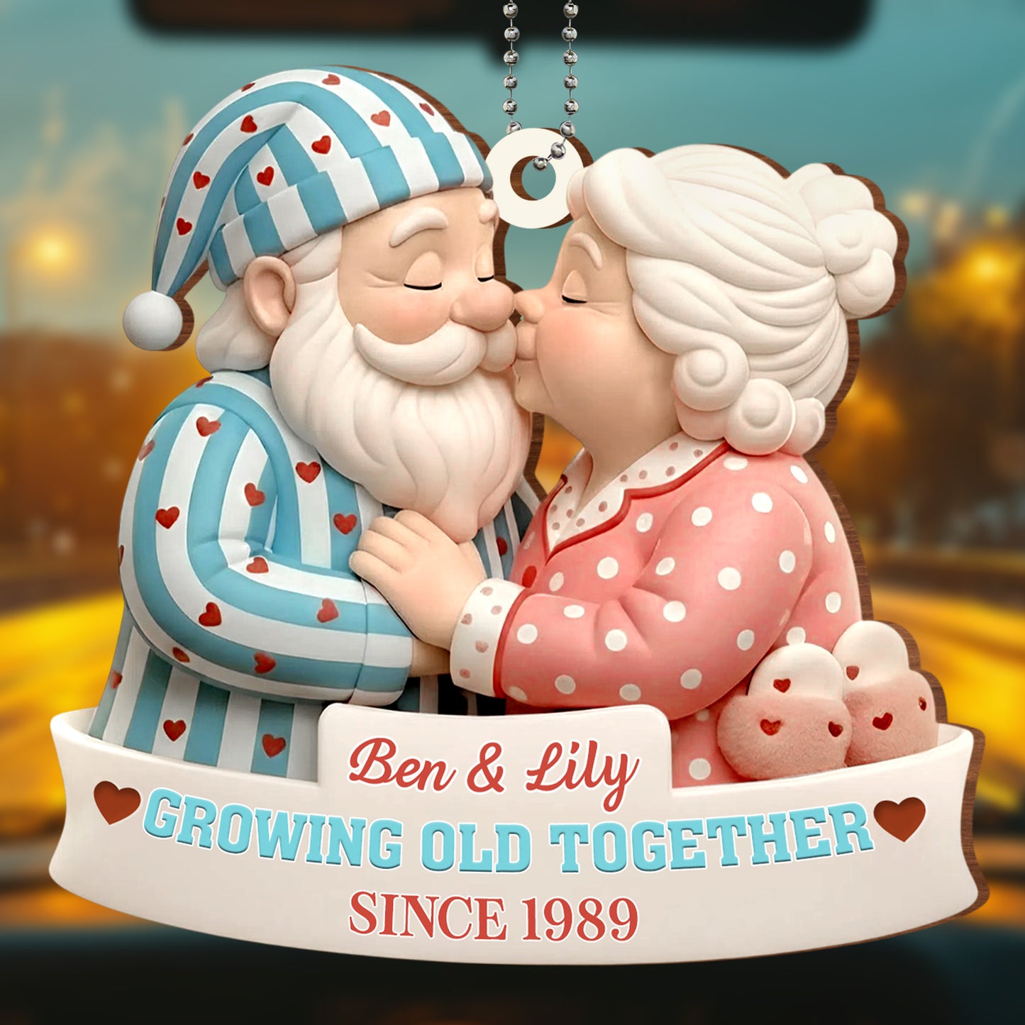 Growing Old Together, Elder Couple With Hearts