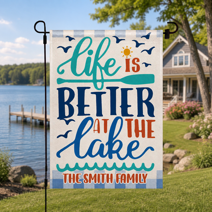 Life Is Better At The Lake With Sun And Paddle - Personalized Flag - FAM1141_GAF