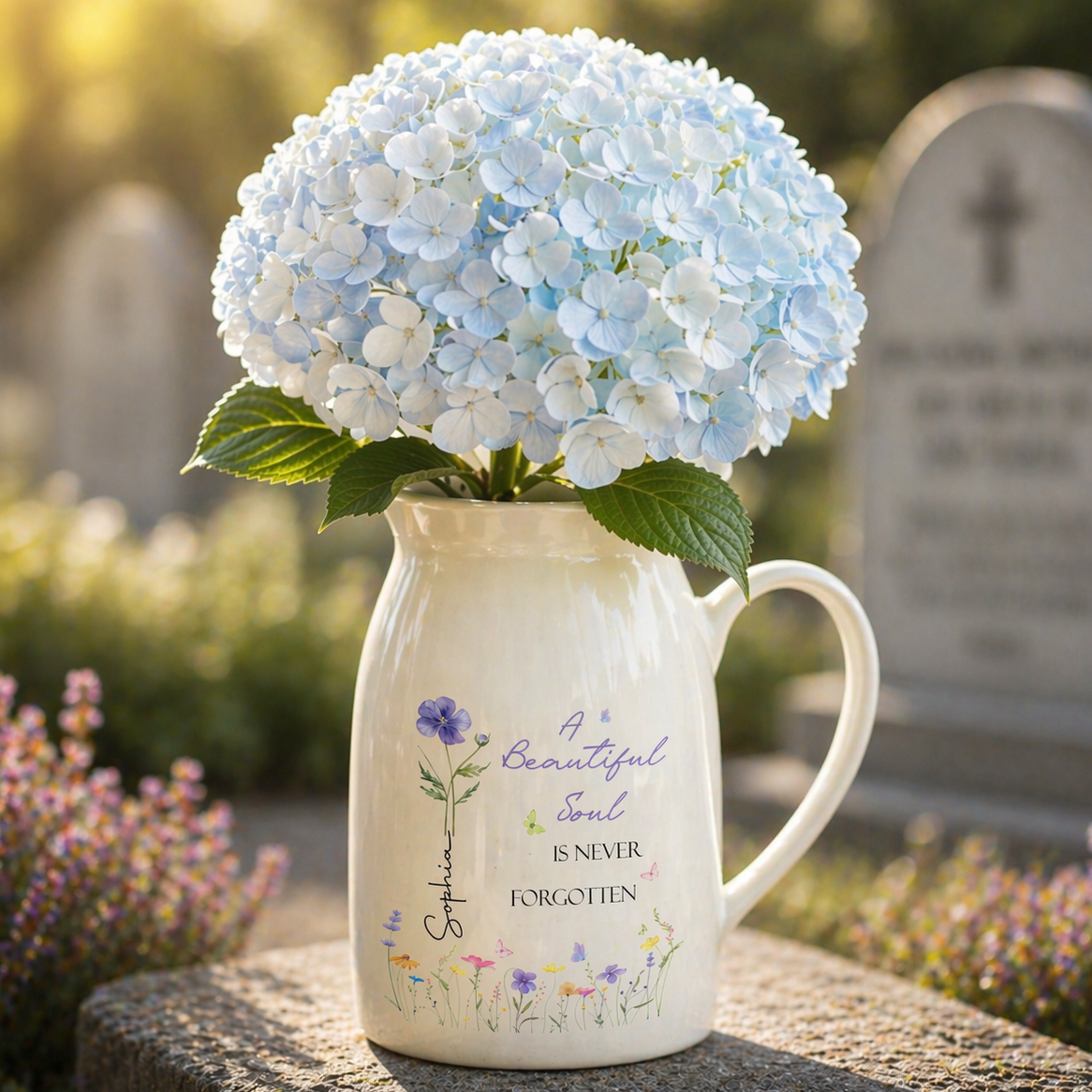 A Beautiful Soul Is Never Forgotten Wildflowers And Butterflies - Personalized Ceramic Flower Vase - HME576_CEV