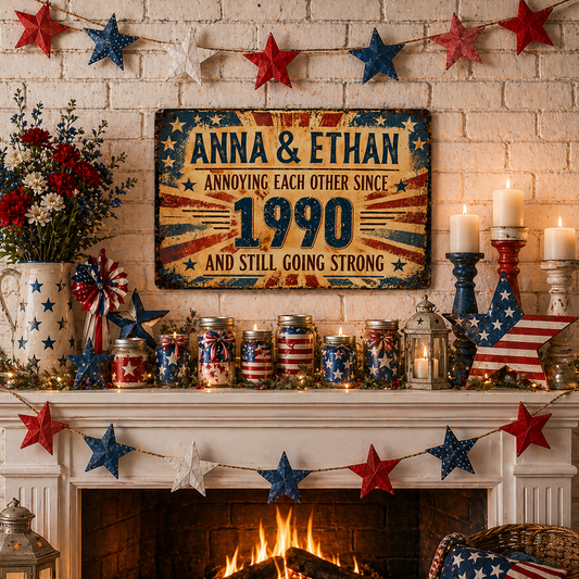 Annoying Each Other Since And Still Going Strong Stars Sunburst - Personalized Metal Sign - CPL1460_MSIGN