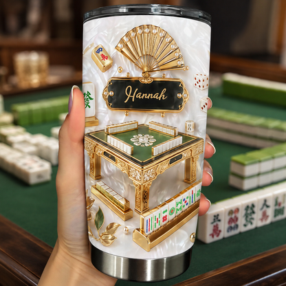 Mahjong Hobby Game Of Skill With Tiles And 3D Mother Of Pearl Effect - Personalized Custom Stainless Steel Tumbler 20oz 30oz - HOB219_TB