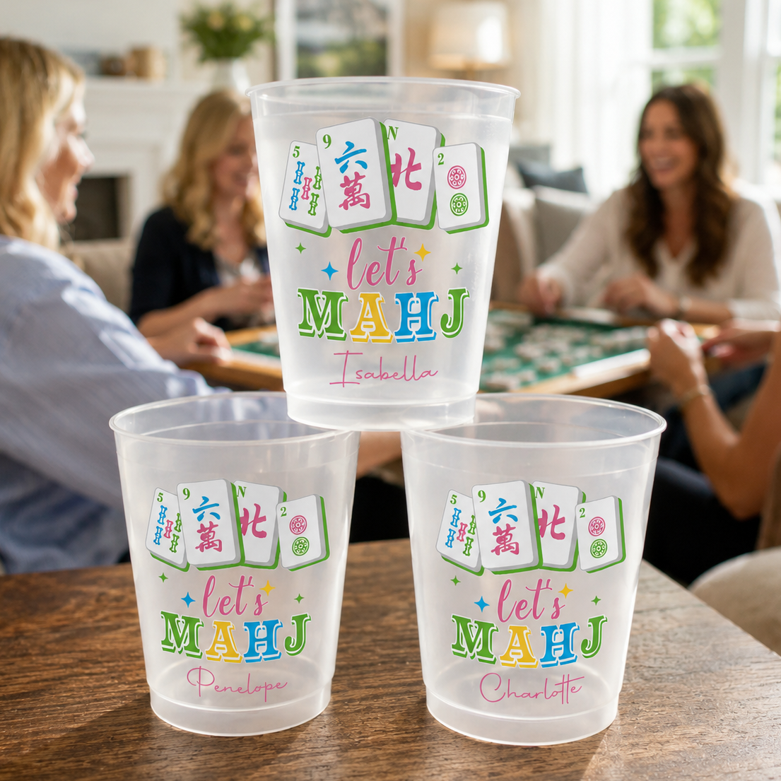 Let's Mahj With Colorful Mahjong Tiles Custom Drinkware - Personalized Frosted Cups - HOB237_FCUP