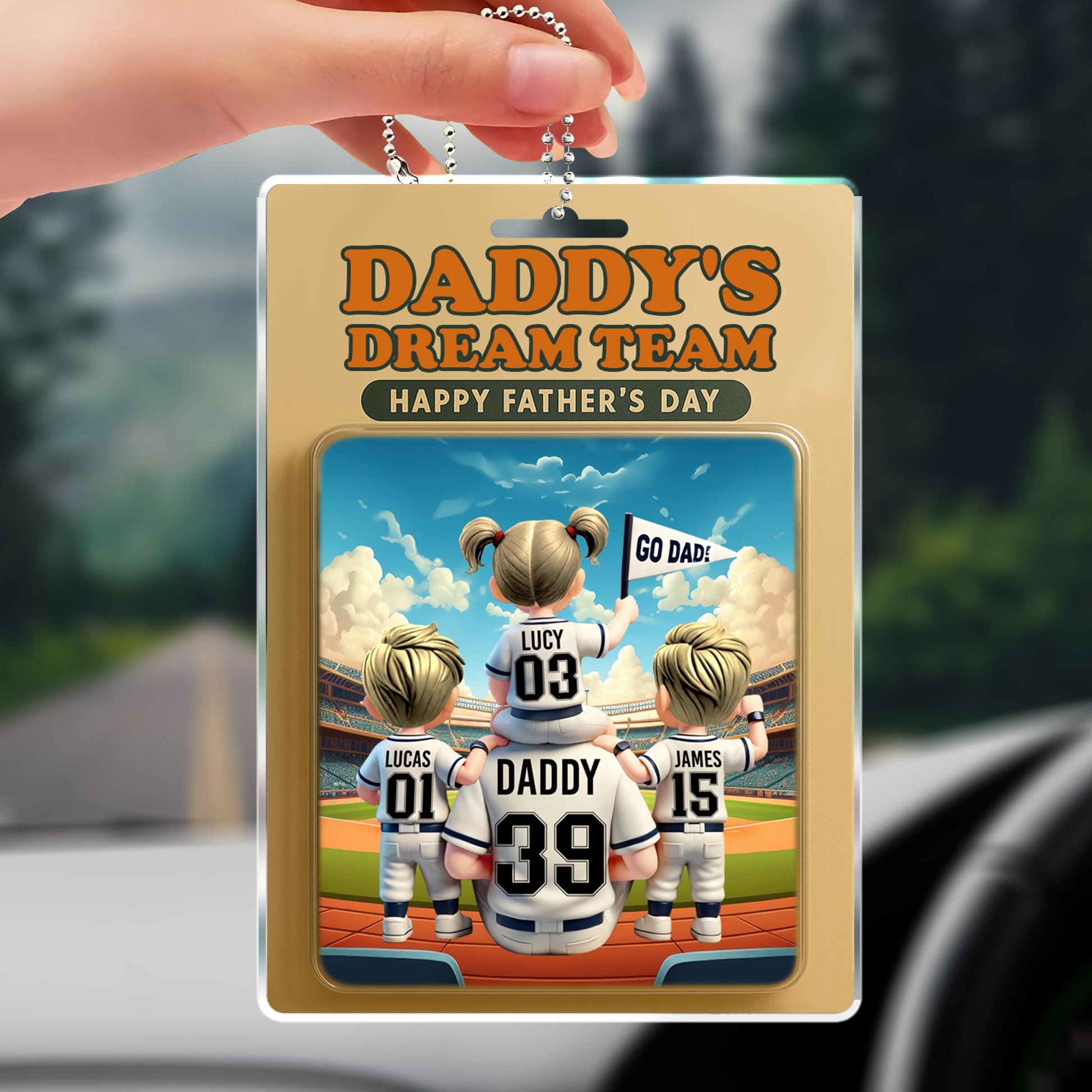 Daddy's Dream Team Happy Father's Day, Baseball Field and Players