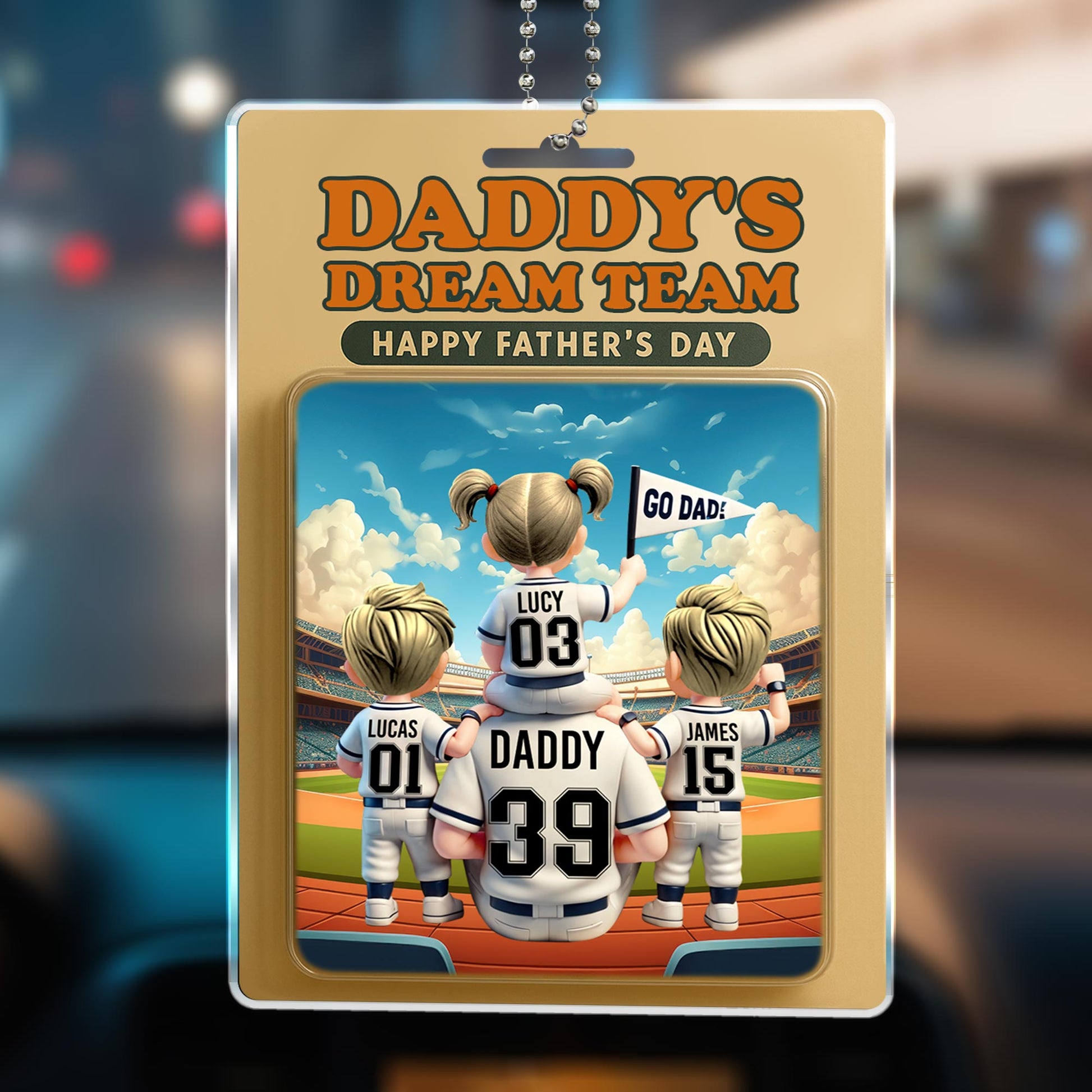 Daddy's Dream Team Happy Father's Day, Baseball Field and Players