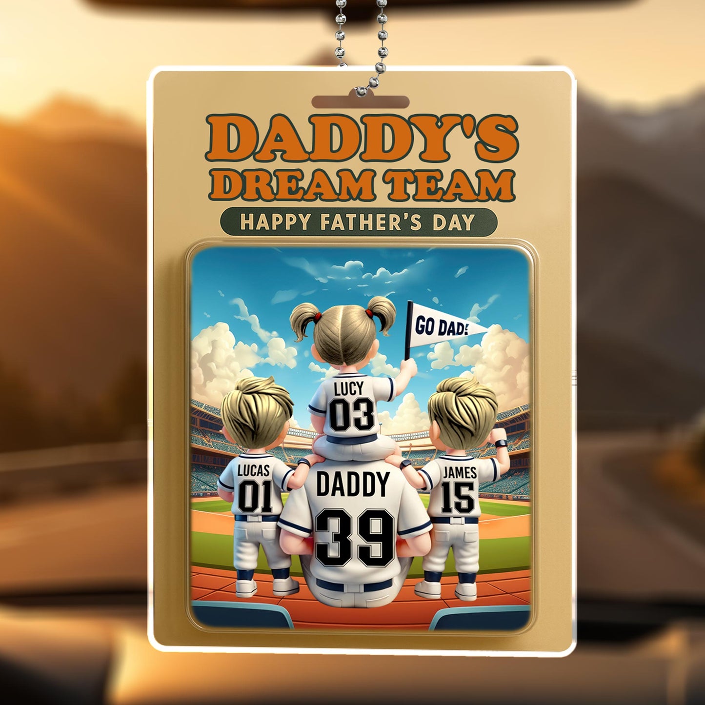 Daddy's Dream Team Happy Father's Day, Baseball Field and Players