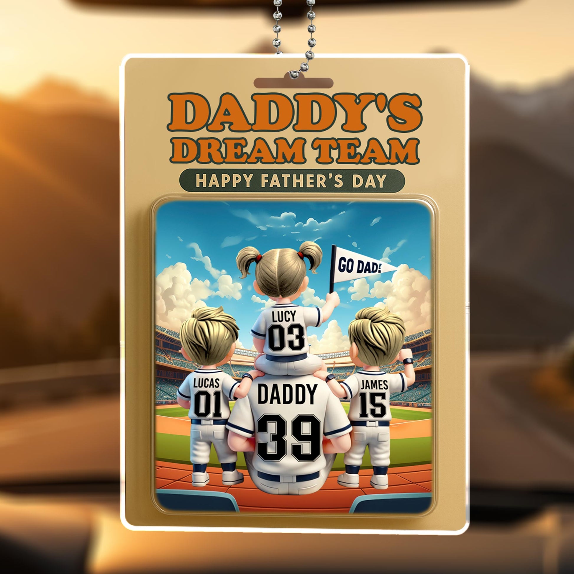 Daddy's Dream Team Happy Father's Day, Baseball Field and Players