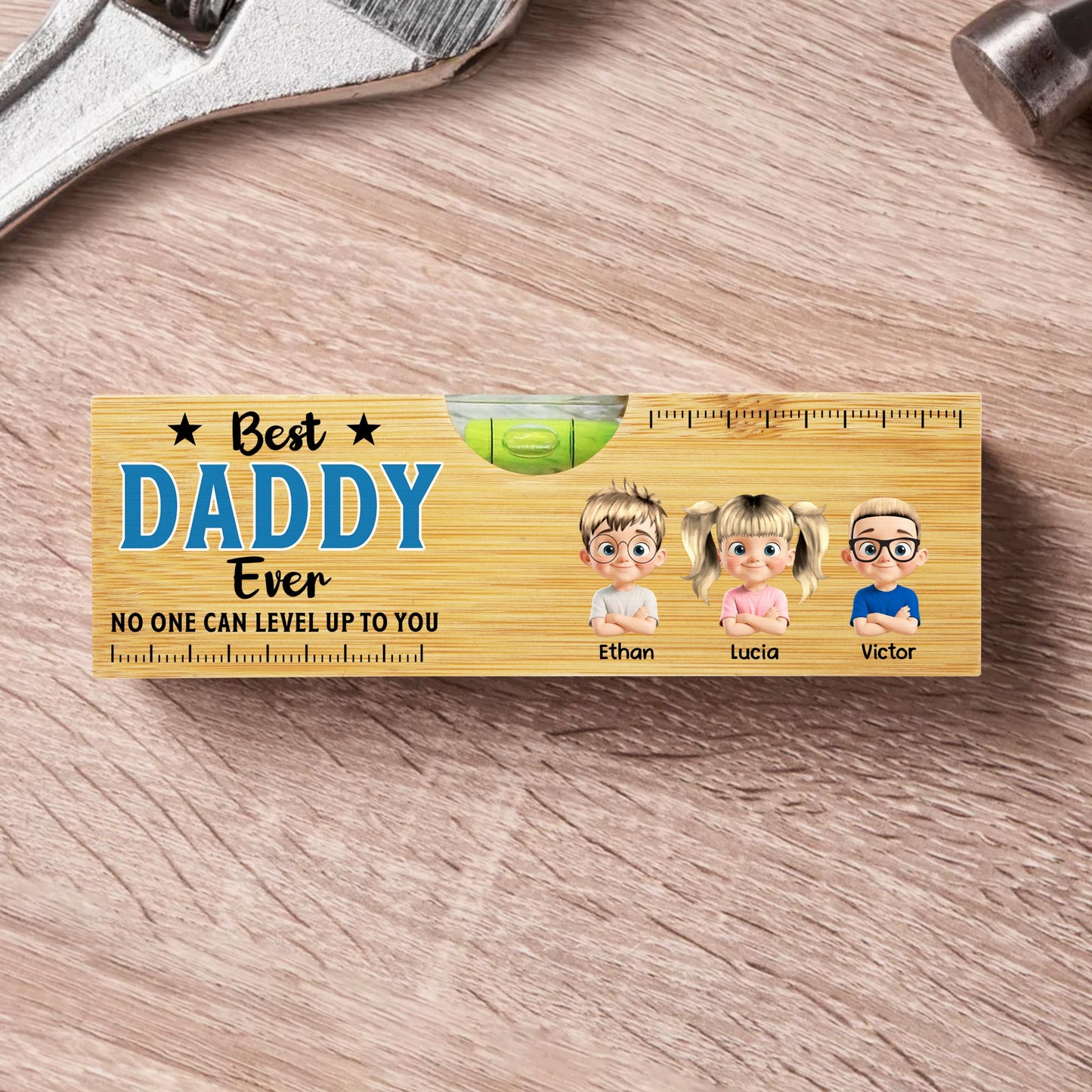 Best Daddy Ever No One Can Level Up To You, Spirit Level And Cartoon Children
