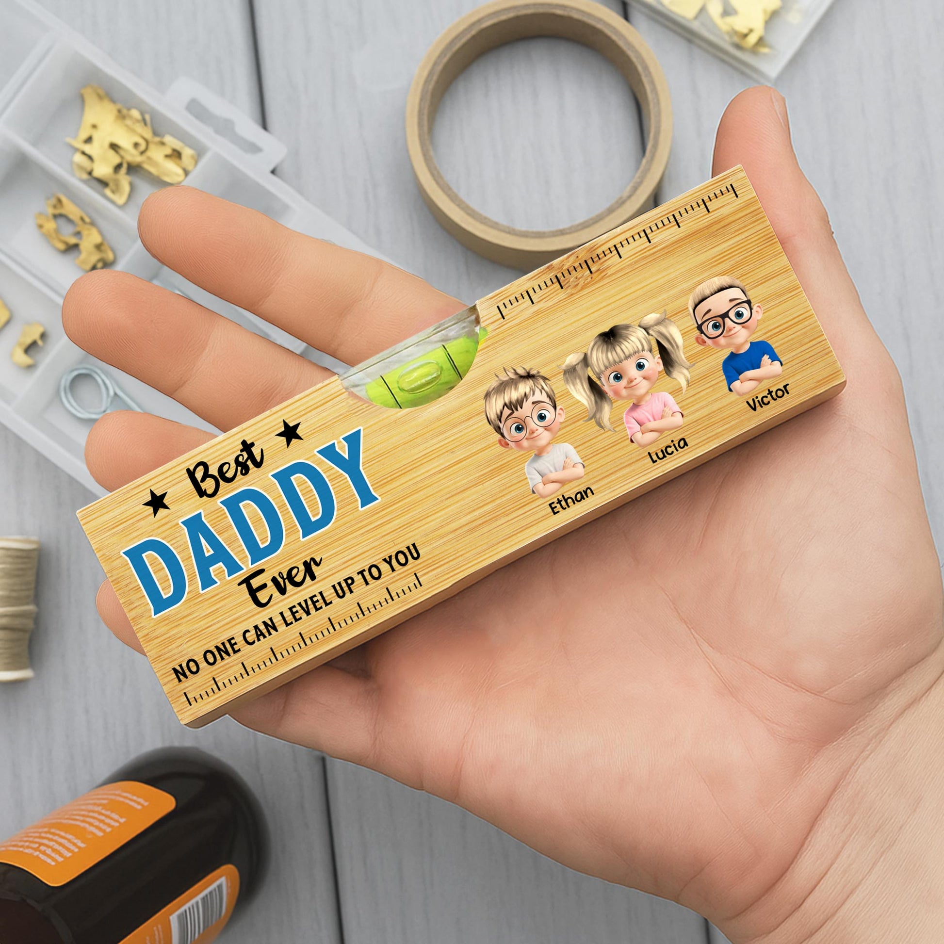 Best Daddy Ever No One Can Level Up To You, Spirit Level And Cartoon Children