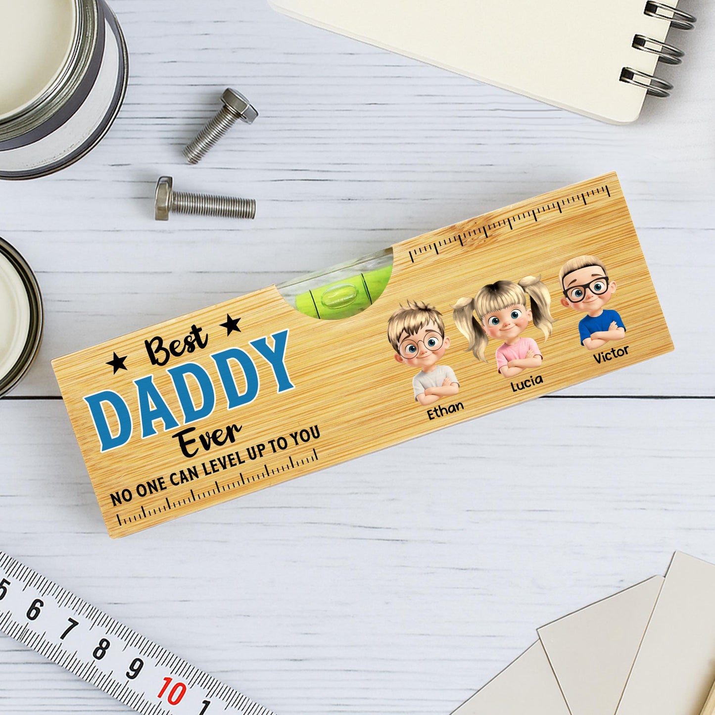 Best Daddy Ever No One Can Level Up To You, Spirit Level And Cartoon Children