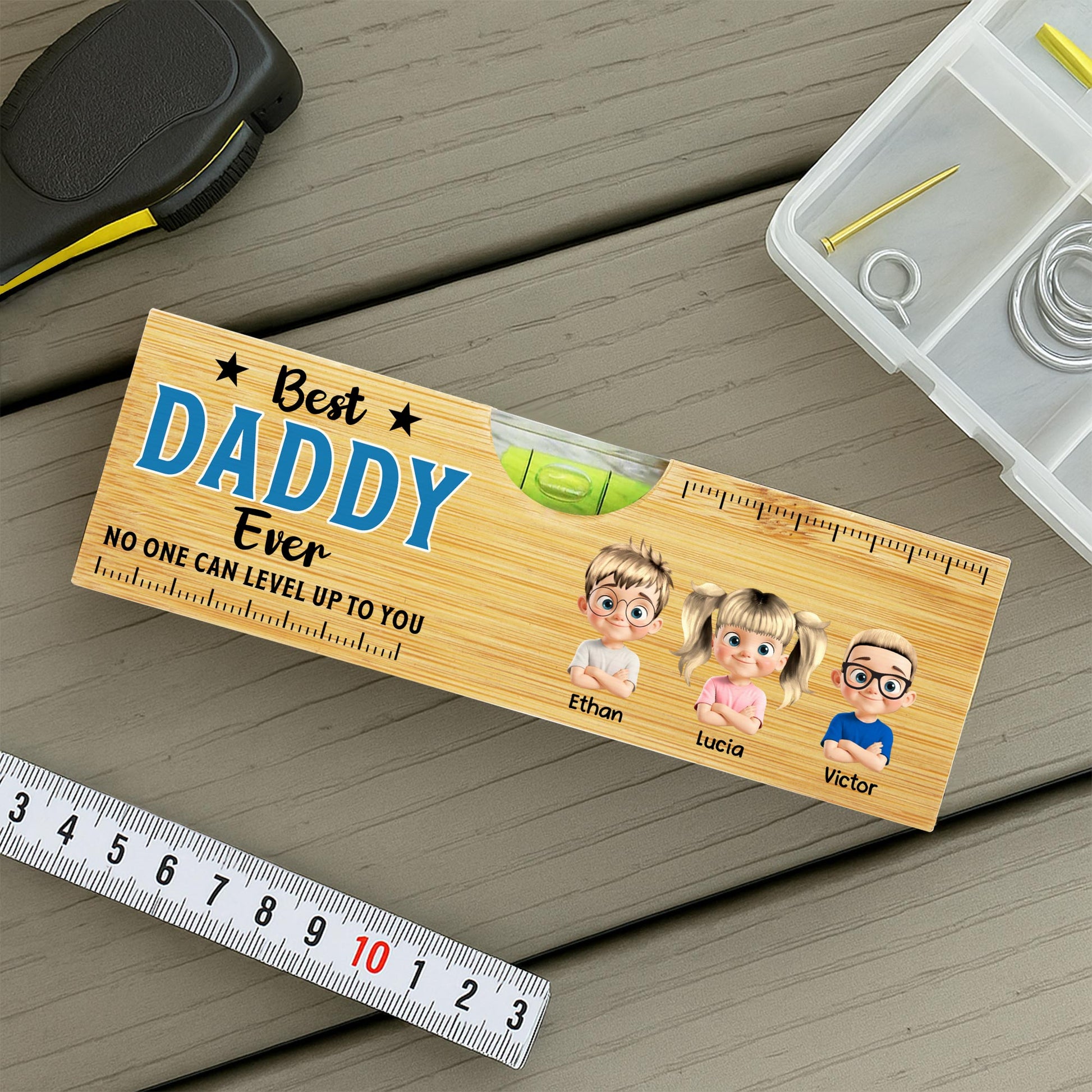Best Daddy Ever No One Can Level Up To You, Spirit Level And Cartoon Children