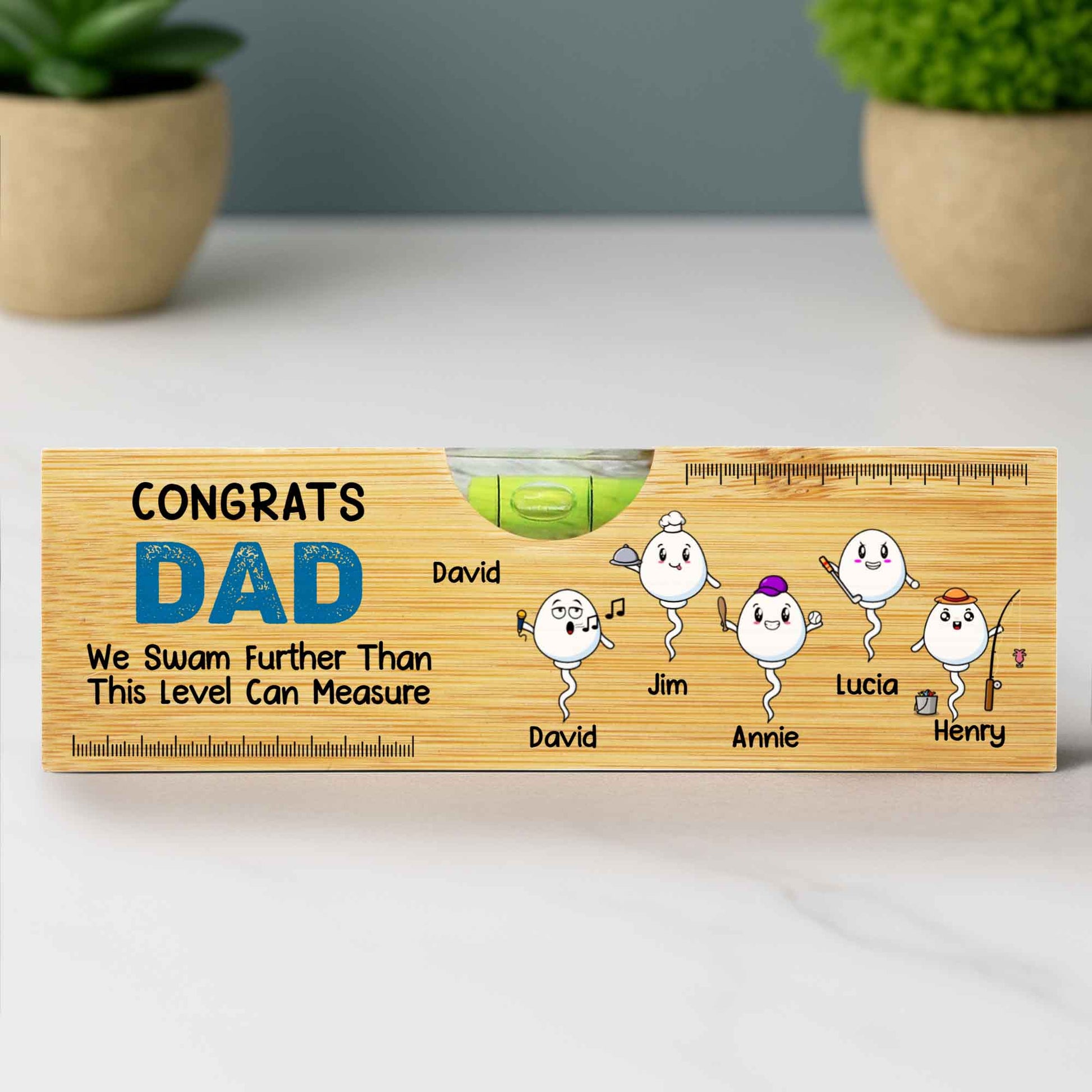 CONGRATS DAD We Swam Further Than This Level Can Measure, Spirit Level and Bottle Opener