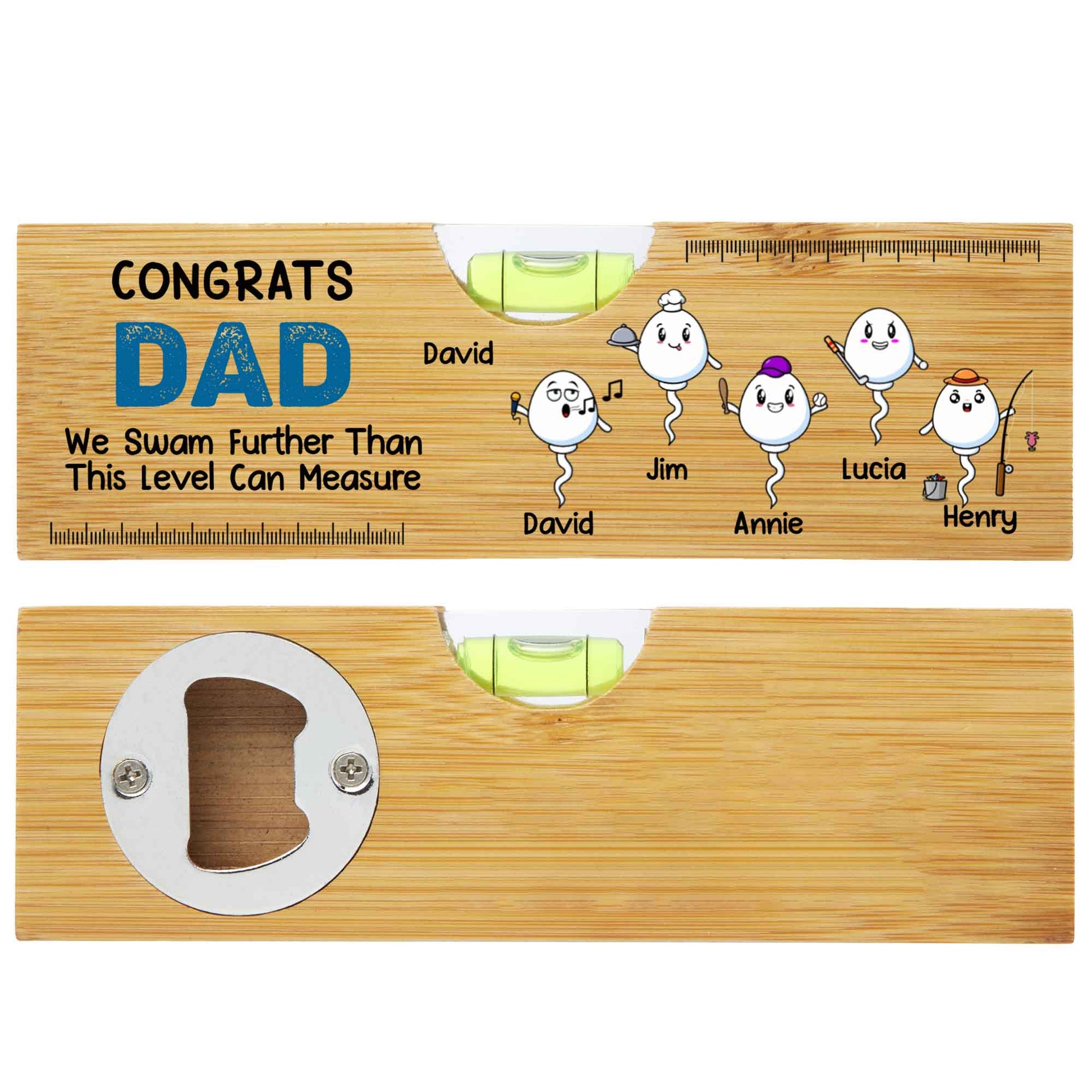 CONGRATS DAD We Swam Further Than This Level Can Measure, Spirit Level and Bottle Opener