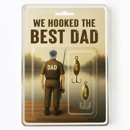 I Hooked The Best Dad, Fishing Rod and Fish Hooks - Personalized Custom Acrylic Plaque - DAD003_RECA