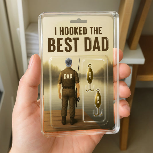 I Hooked The Best Dad, Fishing Rod and Fish Hooks - Personalized Custom Acrylic Plaque - DAD003_RECA