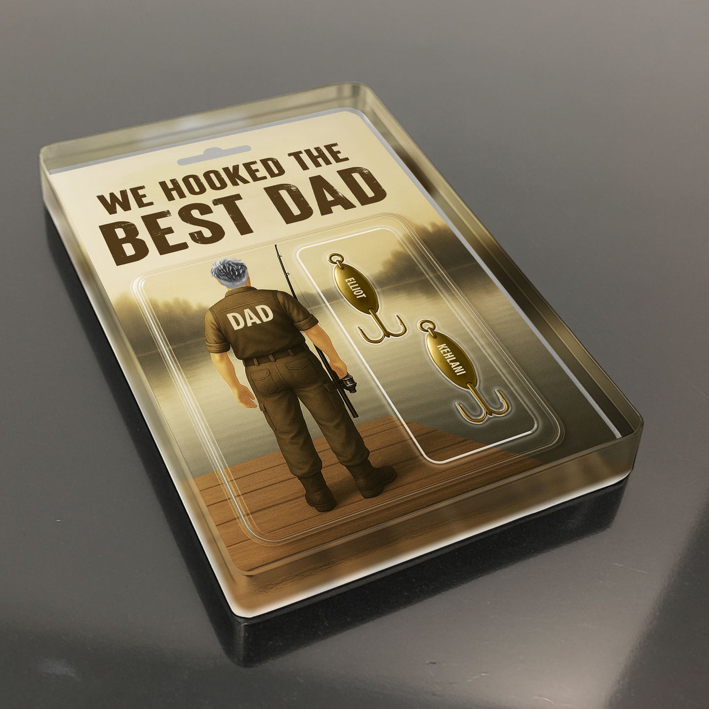 I Hooked The Best Dad, Fishing Rod and Fish Hooks - Personalized Custom Acrylic Plaque - DAD003_RECA