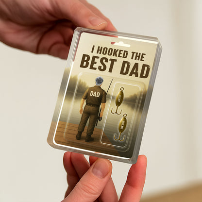 I Hooked The Best Dad, Fishing Rod and Fish Hooks - Personalized Custom Acrylic Plaque - DAD003_RECA