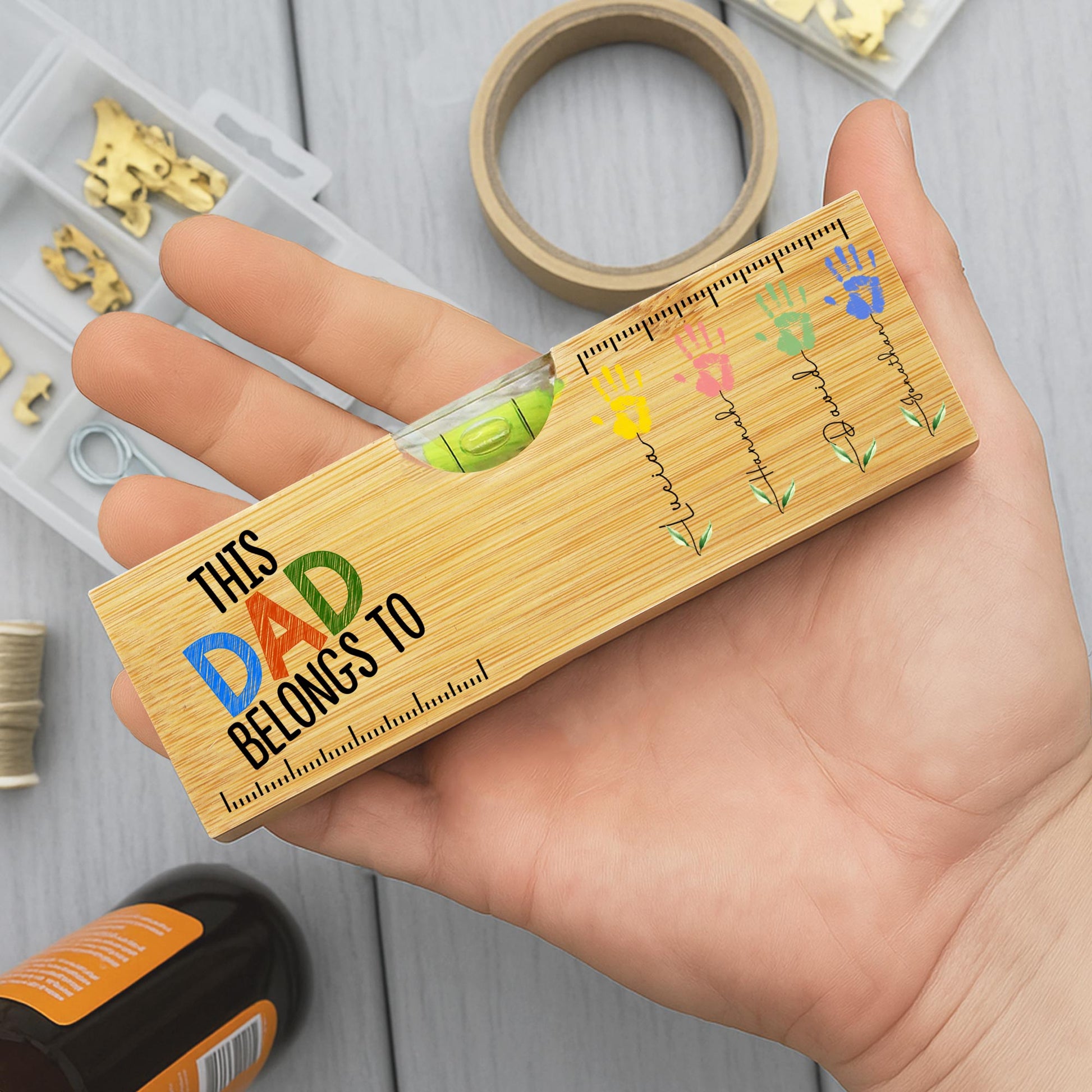 This Dad Belongs To, Handprints, Level, Bottle Opener