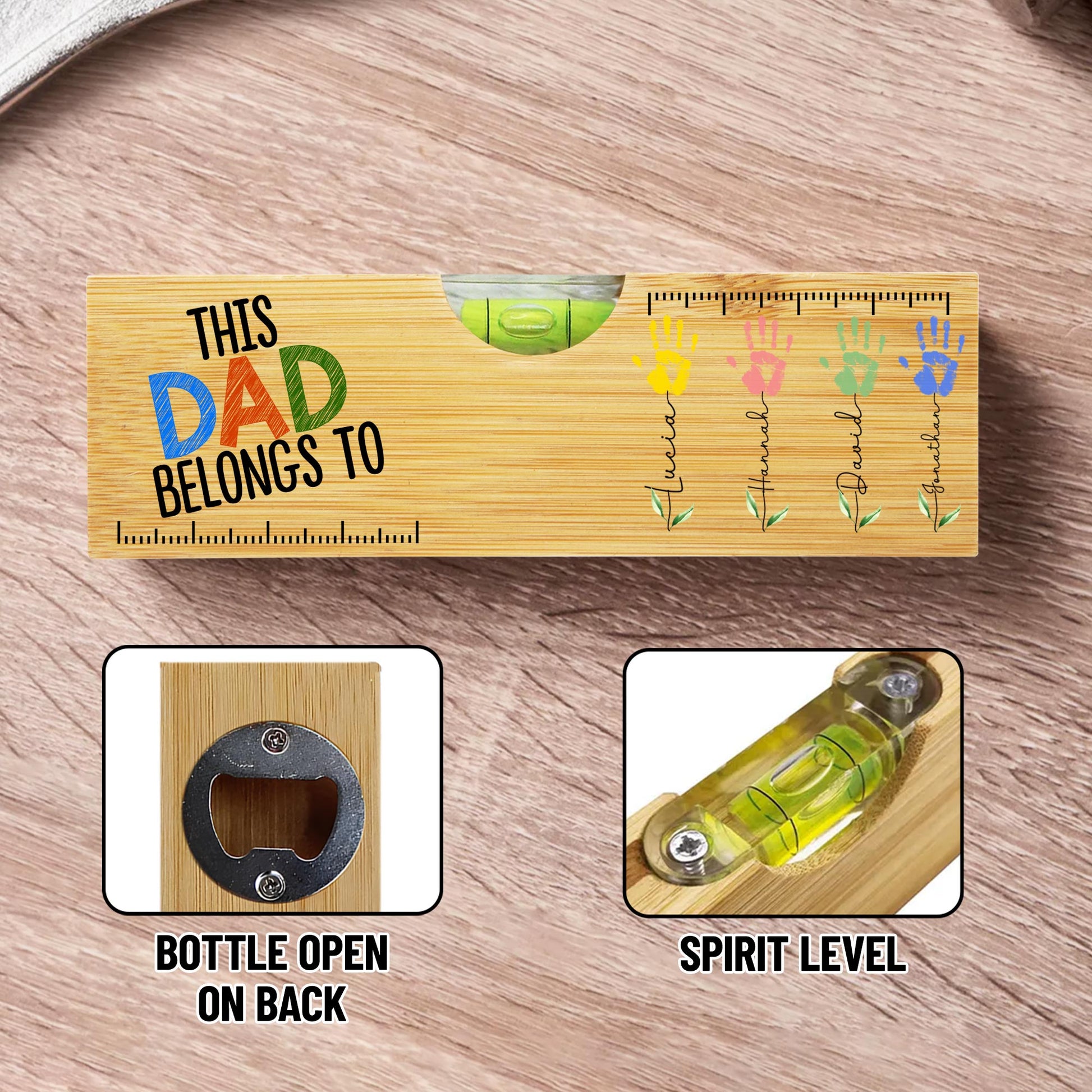 This Dad Belongs To, Handprints, Level, Bottle Opener