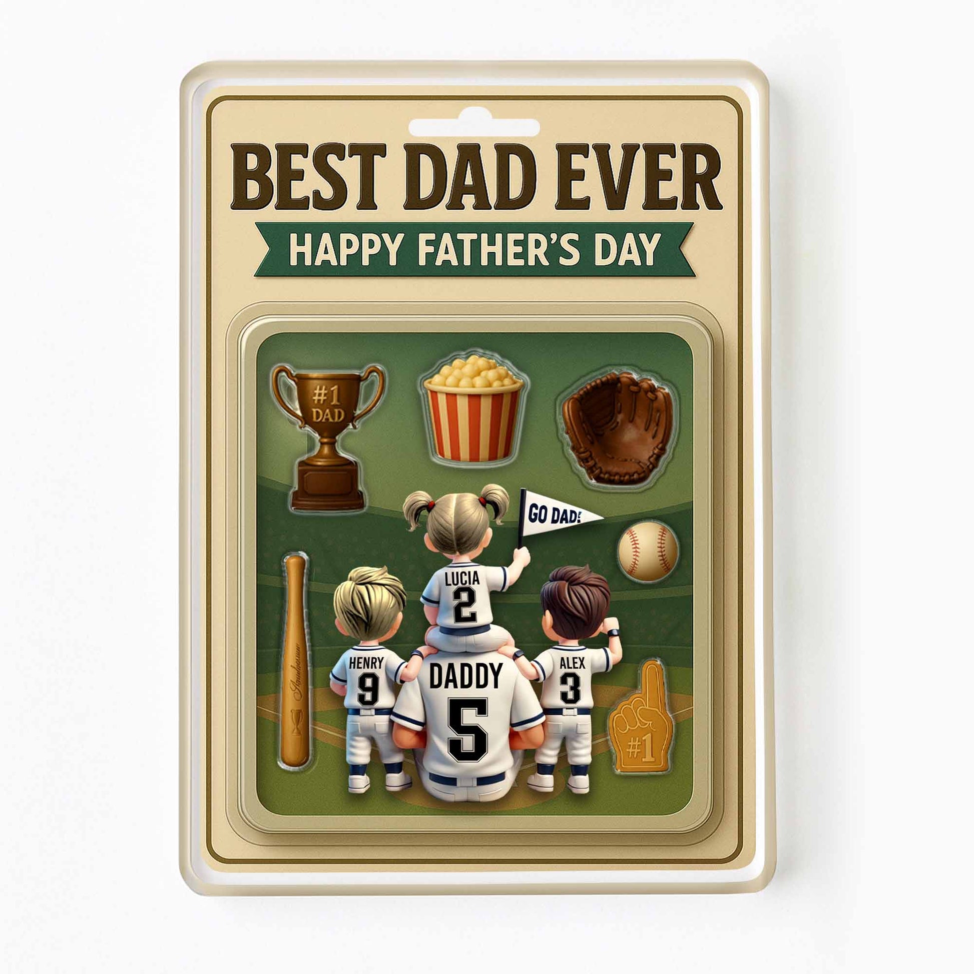 Best Dad Ever Happy Father's Day, Trophy and Baseball Glove