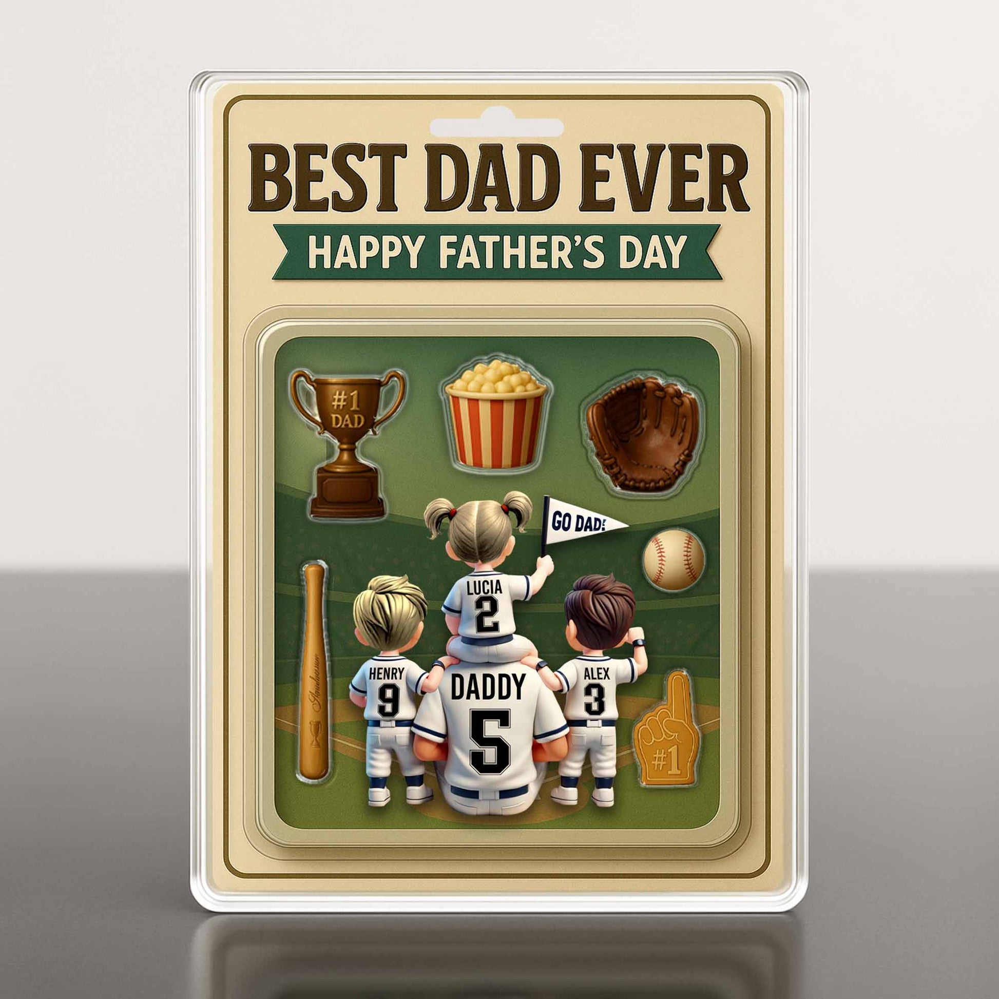 Best Dad Ever Happy Father's Day, Trophy and Baseball Glove